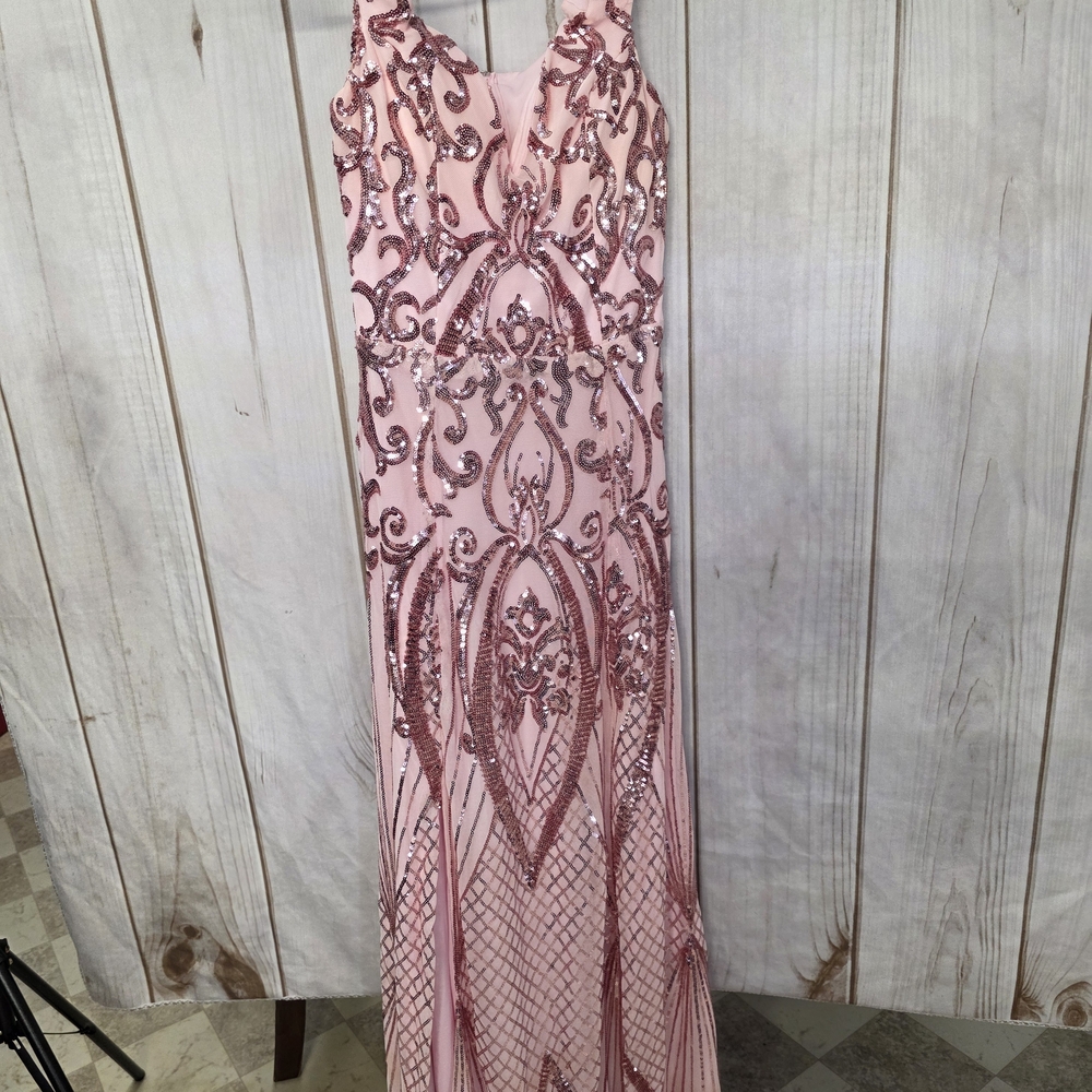 Glamorous Pink Sequin Prom Dress